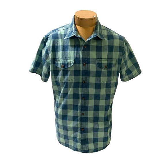 Lee Mens Button Up Shirt Adult Large L Short Sleeve Check Casual Breast Pockets - Picture 1 of 8